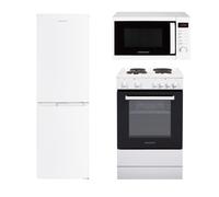 20L Digital Microwave, 247L 50/50 Fridge Freezer & 62L Single Cooker with Hot Plate - White