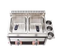 20L Double Cylinder Gas Fryer, Commercial Stainless Steel Professional Gas Fryer with Basket Shovel for Commercial Restaurant Countertop Family Cooking Frying Machine