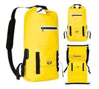 20L Dry Bag - Roll Top & Roll Bottom Lightweight Waterproof Backpack w/ 2 Compartments - Kayak Accessories w/ Cooler for Food & Drinks - Waterproof Boat Bag for Outdoors - Yellow Dry Bag BackpackF