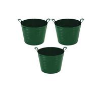 20L Flexi Tub (Set of 3) - Multicolour Heavy Duty Flexible Plastic Storage Container Bucket with Handles, Robust Multi-Purpose Storage Tub, Garden Trug, Handy Builders Bucket - Made in UK (Dark Green)