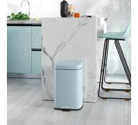 HOMCOM 12/20L Kitchen Pedal Bin Metal Rubbish Bin with Soft-close Lid - Light Green - 35L x 28W x 45Hcm