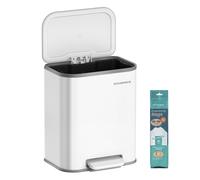 20L Kitchen Trash Bin with Non-Slip Pedal, Cloud White