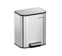 SONGMICS Kitchen Bin, 20L Pedal Bin, Steel Trash Bin, Soft-Close Lid, Stays Open, Inner Bucket, Wide Non-Slip Pedal, Metallic Silver LTB542E20