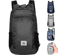 20L Lightweight Foldable Backpack for Men Women Small Hiking Rucksack Water Resistant Walking Packable Backpack for Outdoor Sports, Hiking, Travelling, Walking, Camping (Black)