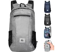20L Lightweight Foldable Backpack for Men Women Small Hiking Rucksack Water Resistant Walking Packable Backpack for Outdoor Sports, Hiking, Travelling, Walking, Camping (Grey)