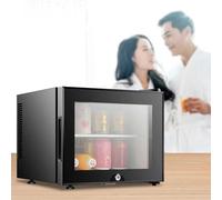 20L Mini Fridge with Glass Door, Lock, and Low Noise Operation - Ideal for Soda, Beer, Wine in Hotel Rooms or Dormitories