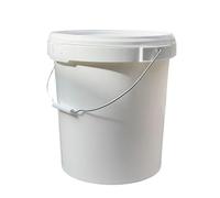 20L Plastic Bucket Pail + Handle & Lid - Heavy Duty ¦ Food Grade BPA Free ¦ Multi-use Fermentation Feed Dry Food Liquid Chemicals Hydroponics Storage Container WHITE