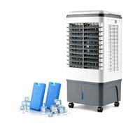 20L Portable Evaporative Cold Air Fan Cooler, 0-7.5H Adjustable Timer, Remote Control, Universal Swivel Casters, Mobile Water Cooling Unit for Bedroom Living Room Office Apartment Indoor Summer Use