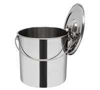 20L Premium 304 Stainless Steel Bucket with Lid - Sturdy,Rust - Resistant & Versatile for storing and transporting pet dry food,rice,wood and so on (Silver)