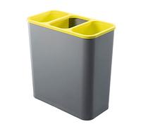 20L Pull Out Trash Can with 3 Cartments Under Counter Kitchen Recycling Bin and Garba Can Space Saving for Efficient Waste Sorting (Blue & Gray)