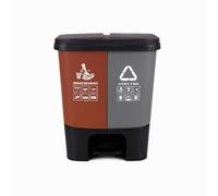 20L Recycling Pedal Bin, Double Compartment Kitchen Rubbish Waste Dustbin, Dual Colour Plastic Bin for Food & General Waste - Blue & Red