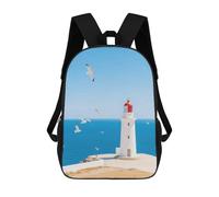 20l Santorini Greek Island Landscape Laptop Backpack Adults 17" Lightweight Carry on Backpack for Travel Flight Waterproof Casual Daypack Work Bussiness Computer Bag for Office Commute Outdoor Sports