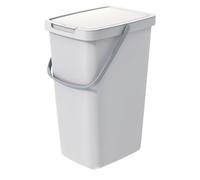 Keden Systema Q Sorting Waste Bin 20L Recycling Bin Separation Segregation Lidded with Handle Hanging Dustbin Garbage Can Slim Plastic Metal (Ash Grey)