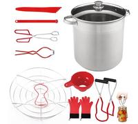 20L Stainless Steel Canning Pot Set, Canning Equipment with Rack & 8 PCS Canning Tools Kit, Water Bath Canner with Jar Lifter, Tongs,Funnel,Lid Lifter,Jar Wrench&Heat Resistant Gloves for HomeCanning