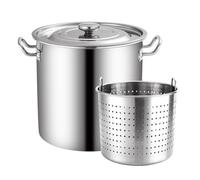 20L Stainless Steel Seafood Boil Pot with Basket, Stock Pot with Strainer Turkey Fryer Crab Crawfish Lobster Boil Pot for Cooking, Cookware for Boiling and Steaming (Silver)