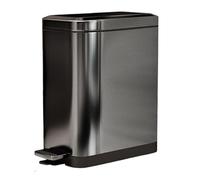 20L Stainless Steel Trash Can - Soft-Close Pedal Bin with Removable Inner Bucket for Kitchen, Bathroom & Office - Stylish Black Design