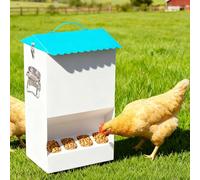 20LB Automatic Chicken Feeder with 8 Feeding Ports, No Waste Design, Height-Adjustable Legs & Secure Locking Lid for Chickens, Ducks & Poultry