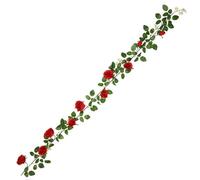 20LED 6.5ft Artificial Flower Rose Vine String Lights, Rose Flower String Lights Battery Powered Rose Flower Garland Plant Fairy Light for Valentine's, Wedding Bedroom Party Decoration (Red)1PC