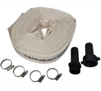 20M 1.25-Inch Lay Flat Lined Hose (8-24 BAR) with 2 Hose Clips + Female Thread Connector + Male Thread Connector - Designed for efficient Water Transfer Applications.