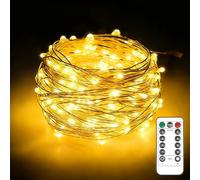 20m 200 LED Fairy Lights Battery Operated with Timer & Remote, Waterproof Copper Wire String Lights for Outdoor & Indoor, Christmas Tree, Bedroom, Party, Wedding Decorations (Warm White)