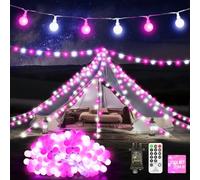 20M 200 LED Fairy Lights Outdoor Globe String Lights Plug in Christmas Lights Waterproof with Remote Timer Memory 8 Modes for Indoor Bedroom Garden Patio Valentines Day Party Decorations Cool Pink