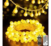 20M 200LED Fairy Lights Outdoor Plug in Globe Christmas Lights,Warm White | 8 Modes Timer Memory Dimmable IP44 Waterproof Remote Control String Lights Mains Power for Indoor Outside Bedroom Garden Yard
