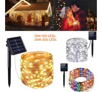 (20M 200LEDs, Multicolour) 10M 20M LED Solar String Fairy Lights Xmas Decor