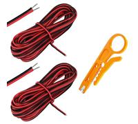 20M 22AWG 2 Core 12V Cable, Electrical Wire Black Red Flexible Tinned Copper Extension Wire with Stripper, 12V 24V Cable for LED Strips Car Audio RGB Lighting