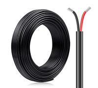 20M/65.6ft 12V Low Voltage Wire, Outdoor Landscape Lighting Cable, 2*0.3mm² Conductor Extension Cable, 22AWG Electrical Cord Red & Black Tinned Copper Hookup Wire Kit, 2 Core with Black Reel Package
