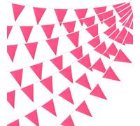 20M/65.6ft Pink Bunting Flags Banner, 52pcs Fabric Triangle Banners for Indoor Outdoor Birthday Baby Shower Wedding Garden Home Party Decorations