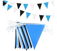 20M/66ft Black White and Blue Bunting Banner, 52pcs Fabric Triangle Banners for Indoor Outdoor Birthday Baby Shower Wedding Garden Home Party Decorations