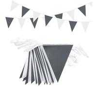 20M/66ft Grey White Bunting Banner, 52pcs Fabric Triangle Banners for Indoor Outdoor Birthday Baby Shower Wedding Garden Home Party Decorations