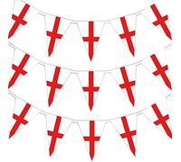 20m/66Ft St George Cross Bunting England English Banner 50 Triangle Flags St Georges Day Euro Cup Cricket Rugby Football World Cup Sports Events Street Party Decoration