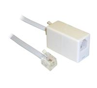 20M ADSL RJ11 Broadband Modem Extension Cable - Male to Male with coupler