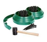 20m Flexible Plastic Lawn Edging Kit with 80 Pegs & Mallet Harbour Housewares Green One Size