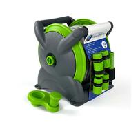 20M GARDEN HOSE PIPE & COMPACT WALL REEL FITTINGS SET STANDING WALL MOUNTED NEW