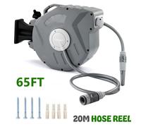 20m Garden Patio Hose Reel Wall Mounted Retractable Auto Rewind Pipe 180° Swivel