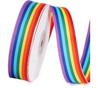 20M Rainbow Ribbon, 25mm Wide Pride Ribbon, Double Sided Grosgrain Strip Roll for Pride Parade Crafts Gift Wrapping Birthday Festival Decoration