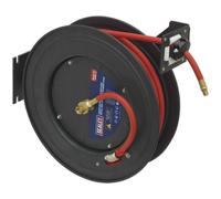 20m Retractable Air Hose - Steel Reel - 3/8" BSP Inlet - 10mm Rubber Hose