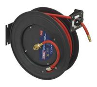 20M Retractable Air Hose - Steel Reel - 3/8" Bsp Inlet - 10mm Rubber Hose