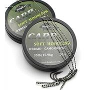 20m Spool Soft Hooklink Carp Fishing 8 Braid Line Camo Green Braided Fishing Camouflage Line for Hair Rigs (35lb/15.9kg)