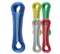 20m Washing Line Rope Clothes Line Rope Laundry Strong Steel Core PVC Coated Indoor Outdoor Heavy Duty Weather Resistant String For Drying Clothes Towels Home Garden Assorted Colors (1pc)