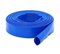 20m x 32 mm Lay Flat Water Discharge Pump Pond Hose, PVC Reinforced with Polyester, Blue