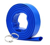 20m x 51mm (2'') Diameter Lay Flat Water Discharge Hose, 2 Clips | Submersible Water Pump Hose, Blue