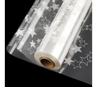 20m x 86cm Clear Cellophane Wrap Roll White Star Florist Paper Wrapper Transparent 3Mil Thicker Cellophane Roll Gift Baskets Wrap Cellophane Film for Gifts Flowers Christmas Flower Craft Wrapping