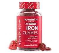 20mg Iron Gummies with 24mg Vitamin C - High Strength Alternative to Iron Tablets & Drops - Supplements for Women & Men - Immune System & Energy Booster - 1-Month Supply - Novomins