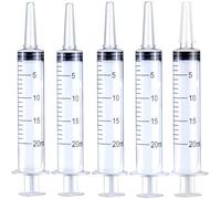 20ml Liquid Measuring Syringe, 5Pcs Plastic Fodder Syringes, Extraction Syringes No Needle Plastic Syringe for Experimental Measurement, Pet Feeding, Plant Watering, Scientific Labs