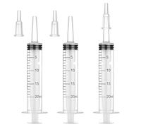 20mL Plastic Syringe for Liquid - 50 Pack Large Syringes with Adapter for Scientific Labs, Feeding, Oil Filling, Individually Wrapped