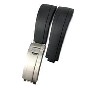 20mm 21mm 19mm 18mm Rubber Silicone Watch Band Compatible With Role Rolex Yacht Master Daytona Submariner Glide Lock Buckle(Black,WITHOUT BUCKLE_18MM)