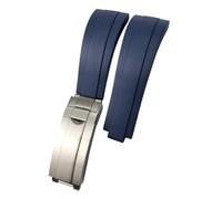 20mm 21mm 19mm 18mm Rubber Silicone Watch Band Compatible With Role Rolex Yacht Master Daytona Submariner Glide Lock Buckle(Blue,GOLD BUCKLE_20MM)